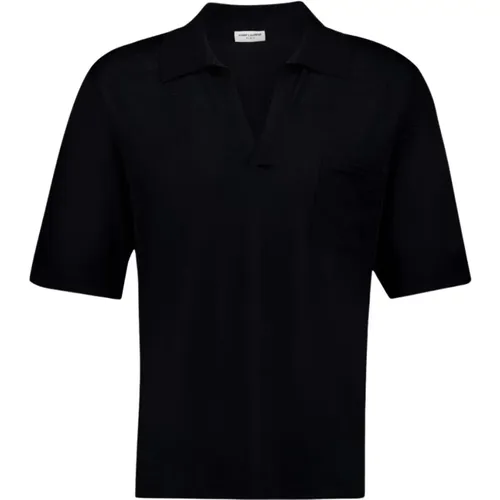 Wool Polo Shirt with Patch Pocket , male, Sizes: XL - Saint Laurent - Modalova