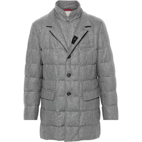 Grey Wool Quilted Coat , male, Sizes: L, M, S, 2XL - Fay - Modalova