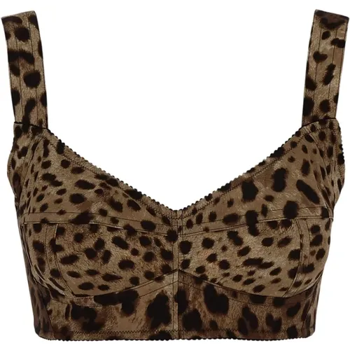 Seiden Leopard Top , Damen, Größe: M - Dolce & Gabbana - Modalova