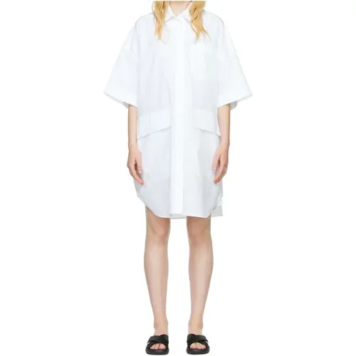 Weiße Baumwollhemd-Stil Kleid - SPORTMAX - Modalova