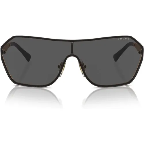 Fashionable Mask Sunglasses -Gold , female, Sizes: 65 MM - Vogue - Modalova