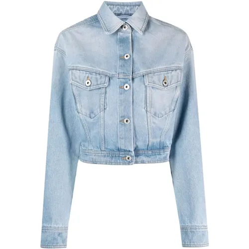 Kurze Denimjacke in Gebleichtem Blau - Off White - Modalova