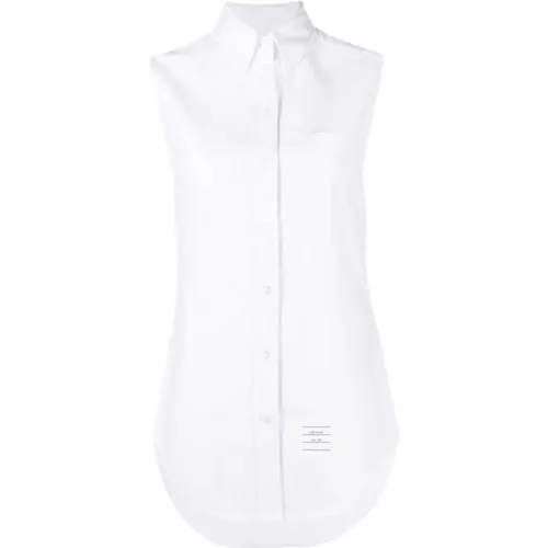 Weiße ärmellose Hemdbluse , Damen, Größe: 3XS - Thom Browne - Modalova