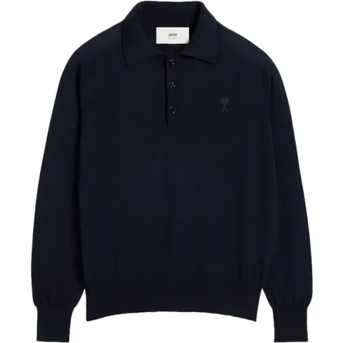 Wool Logo Polo Shirt , male, Sizes: S, XL, 2XL - Ami Paris - Modalova