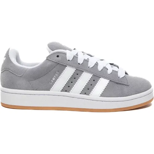 Graue Wildleder-Sneakers Weiße Streifen , Damen, Größe: 44 2/3 EU - Adidas - Modalova