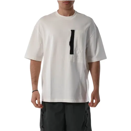 Baumwoll-T-Shirt mit Front-Kontrastband - Armani Exchange - Modalova