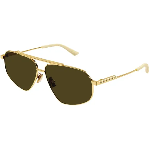 Gold/Brown Sunglasses , unisex, Sizes: 61 MM - Bottega Veneta - Modalova