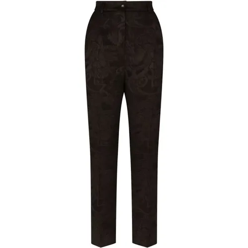 Floral Appliqué Suit Trousers , female, Sizes: L - Dolce & Gabbana - Modalova