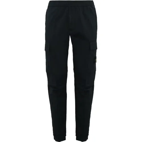 Cargo Trousers Navy Satin , male, Sizes: W32, W38, W34, W33 - Stone Island - Modalova