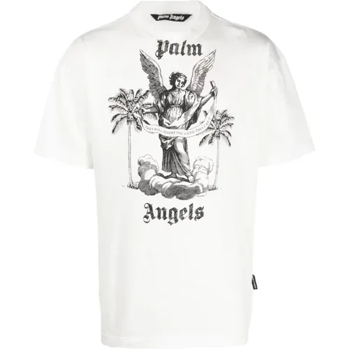 University Logo Cotton T-shirt , male, Sizes: L - Palm Angels - Modalova