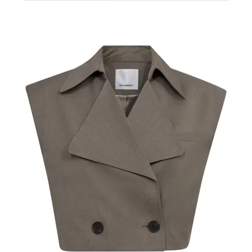 Crop Waistcoat Blazer 154-Walnut - Co'Couture - Modalova