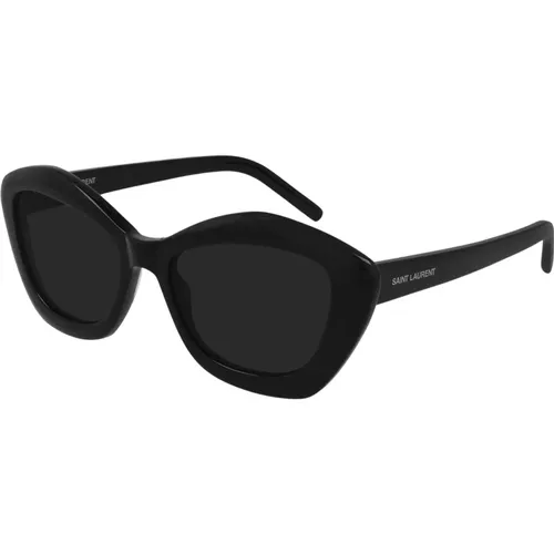 Sl68 Sonnenbrille - Schwarzes Gestell, Solide schwarze Gläser - Saint Laurent - Modalova