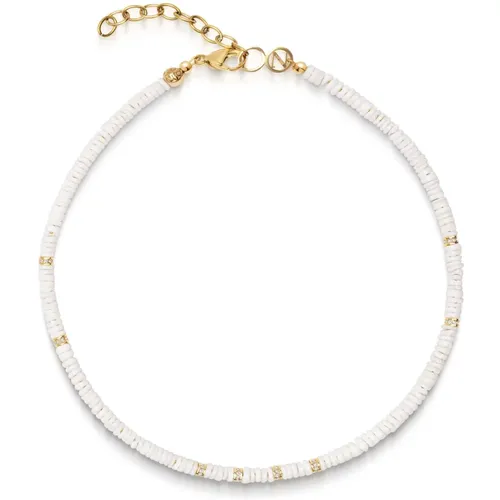 Women's Shell Necklace with Gold Details , female, Sizes: 3XS/2XS - Nialaya - Modalova