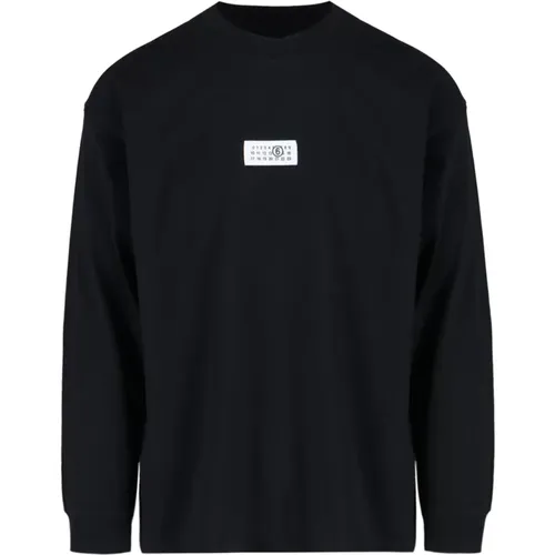 Schwarzes Baumwoll-T-Shirt mit Logodruck - MM6 Maison Margiela - Modalova