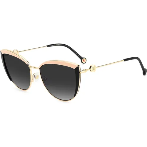 Gold Schwarze Sonnenbrille mit Dunkelgrau Getönten Gläsern,Stylische Sonnenbrille HER - Carolina Herrera - Modalova