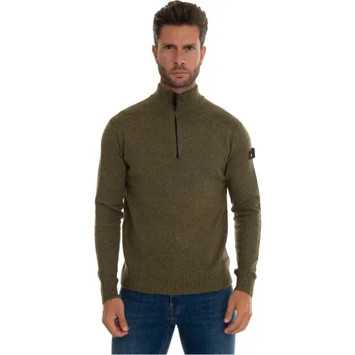 Braille01 Half Zip Turtleneck, Mélange Effect , male, Sizes: L - Peuterey - Modalova