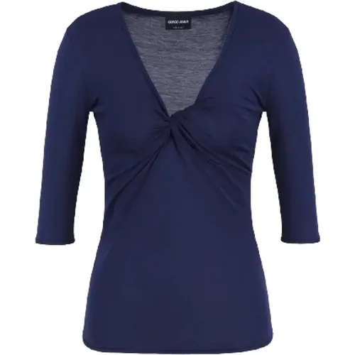 V-Neck Torchon Sweater , female, Sizes: S, XS, M - Giorgio Armani - Modalova