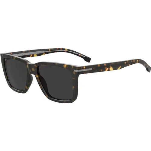 Dark Havana/Grey Sunglasses , male, Sizes: 55 MM - Hugo Boss - Modalova