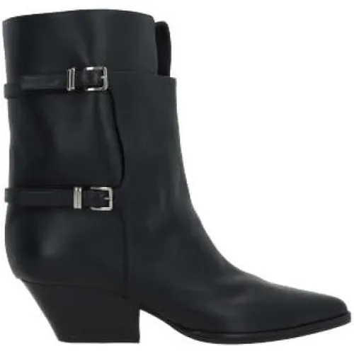 Leather Texan Boots with Buckle Closure , female, Sizes: 5 1/2 UK, 3 1/2 UK, 3 UK - Sergio Rossi - Modalova