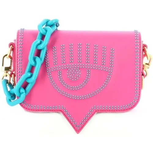 Fuchsia Shoulder Bag with Blue Studs , female, Sizes: ONE SIZE - Chiara Ferragni Collection - Modalova