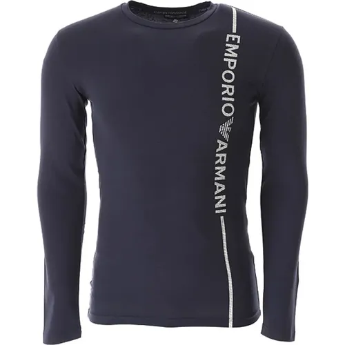 Blau langärmliges Hemd , Herren, Größe: XL - Emporio Armani - Modalova