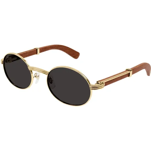 Goldene Sonnenbrille mit Zubehör,Goldene Sonnenbrille mit Original Etui - Cartier - Modalova