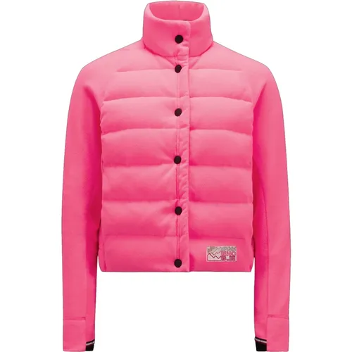 Rosa Sweaters mit Daunengefüllter Vorderseite , Damen, Größe: M - Moncler - Modalova