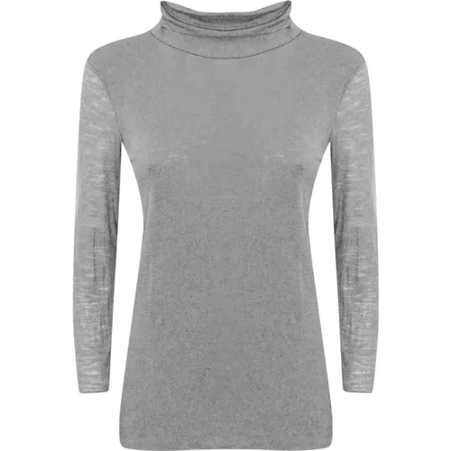 Grey Long Sleeve Wool T-shirt , female, Sizes: XS - Liviana Conti - Modalova