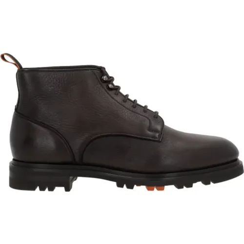 Leather Lace-up Ankle Boots , male, Sizes: 9 UK, 11 UK, 10 UK, 6 UK, 8 UK - Santoni - Modalova