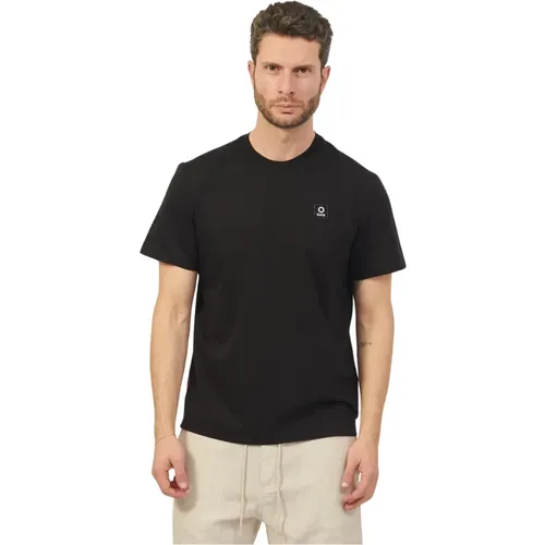 Schwarzes Baumwoll-T-Shirt mit Logo-Patch - Suns - Modalova