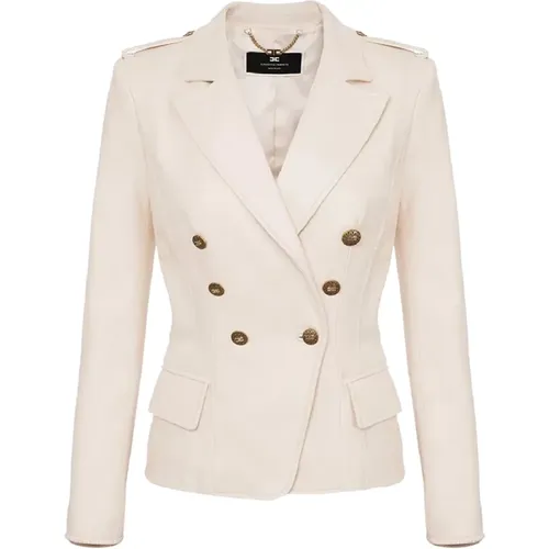 Leather Sport Jacket , female, Sizes: S, XS - Elisabetta Franchi - Modalova