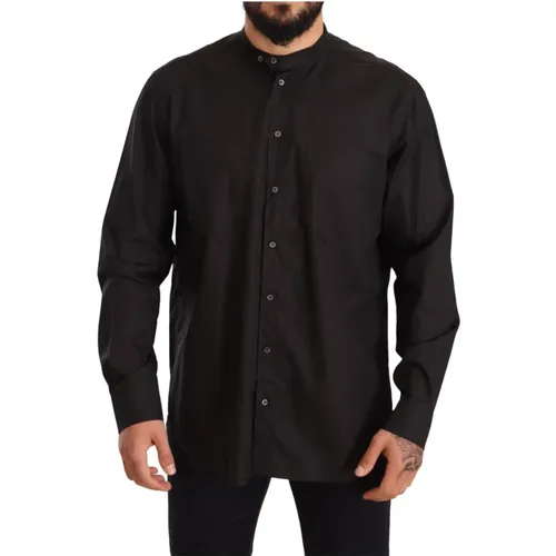 Schwarzes 100% Baumwollformales Kleid Top Hemd , Herren, Größe: XL - Dolce & Gabbana - Modalova
