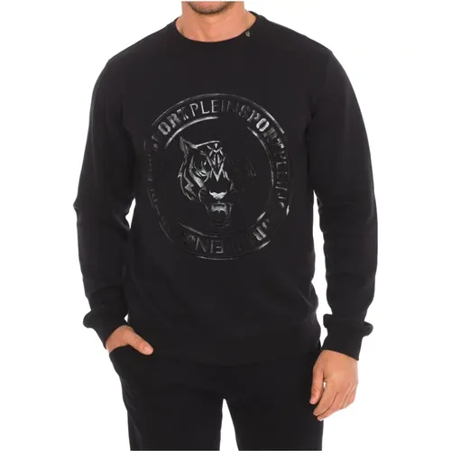 Rundhals-Sweatshirt mit Markendruck , Herren, Größe: S - Plein Sport - Modalova
