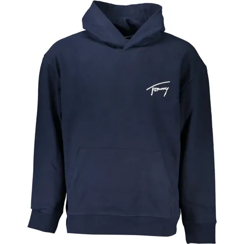 Blaue Kapuzenpullover mit Stickerei , Herren, Größe: L - Tommy Hilfiger - Modalova