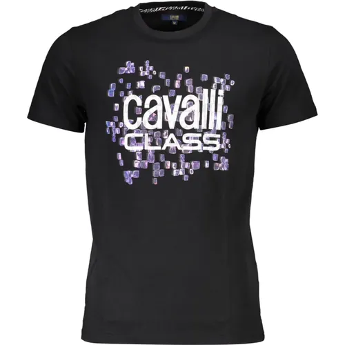 Kurzarm Logo Print T-Shirt Schwarz , Damen, Größe: XL - Cavalli Class - Modalova