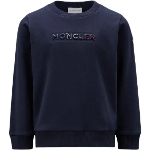 Blaues Kinder-Sweatshirt mit Logo-Print - Moncler - Modalova
