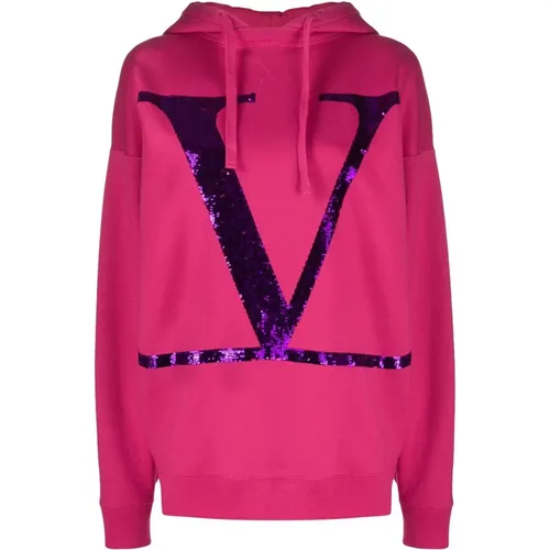Printed Logo Hooded Sweatshirt , female, Sizes: XS - Valentino - Modalova