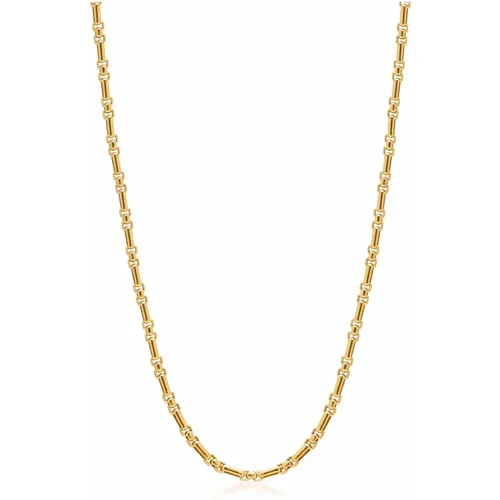 Mens Gold Modern Figaro Belcher Chain , male, Sizes: 2XL, M - Nialaya - Modalova