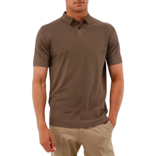 Braunes Gestricktes Poloshirt , Herren, Größe: L - Genti - Modalova