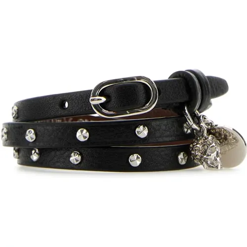 Stilvolles schwarzes Lederarmband - alexander mcqueen - Modalova