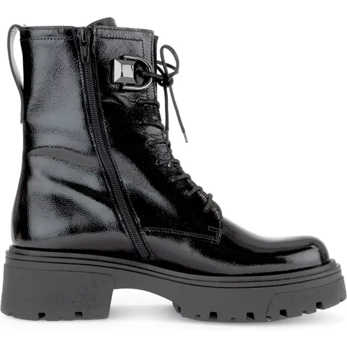 Blaue Leder Biker Boots , Damen, Größe: 38 1/2 EU - Gabor - Modalova