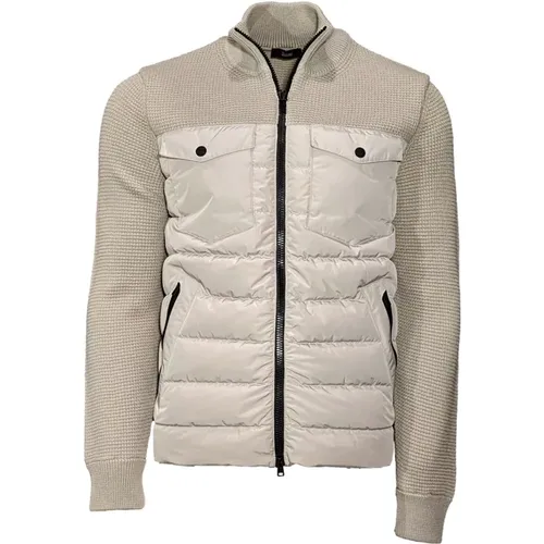 Hybrid Down and Jersey Cappuccino Jacket , male, Sizes: L - Herno - Modalova