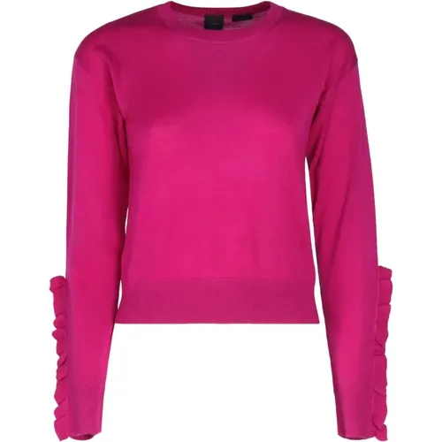 Fuchsia Wollpullover mit Rüschen-Detail , Damen, Größe: S - pinko - Modalova