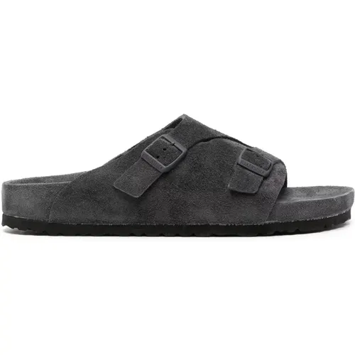 Graue Wildleder Schnallen Sandalen , Herren, Größe: 45 EU - Birkenstock - Modalova