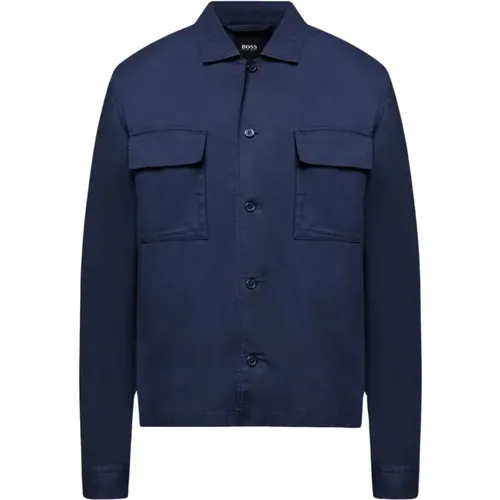 Marine Overshirt Knopfleiste Kragen Taschen - Hugo Boss - Modalova