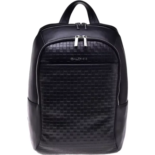 Backpack in leather with woven print - Baldinini - Modalova