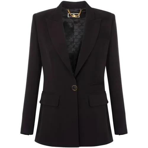 Crêpe Jacket with Shawl Collar , female, Sizes: L, 2XL, XS, S, XL - Elisabetta Franchi - Modalova