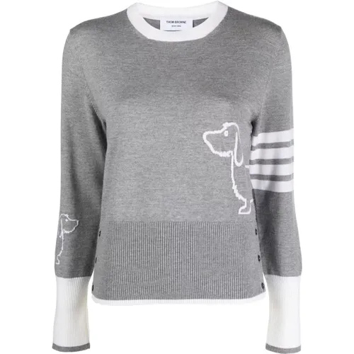 Hector Sweater, Grey, Graphic Print and Stripes , female, Sizes: 3XS - Thom Browne - Modalova