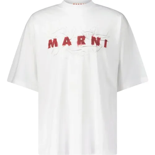 Oversized Logo Print T-Shirt , Herren, Größe: M - Marni - Modalova
