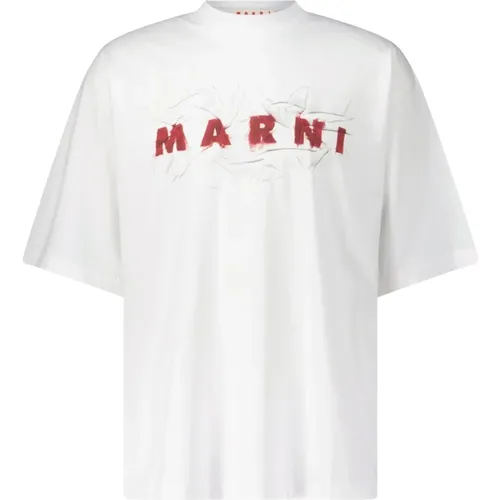 Oversized Logo Print T-Shirt , male, Sizes: L - Marni - Modalova